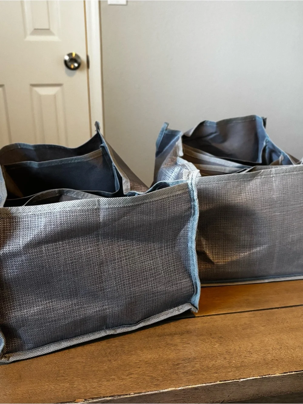 Set of 2 Gray Fabric Drawer Organizer with 7 Compartments